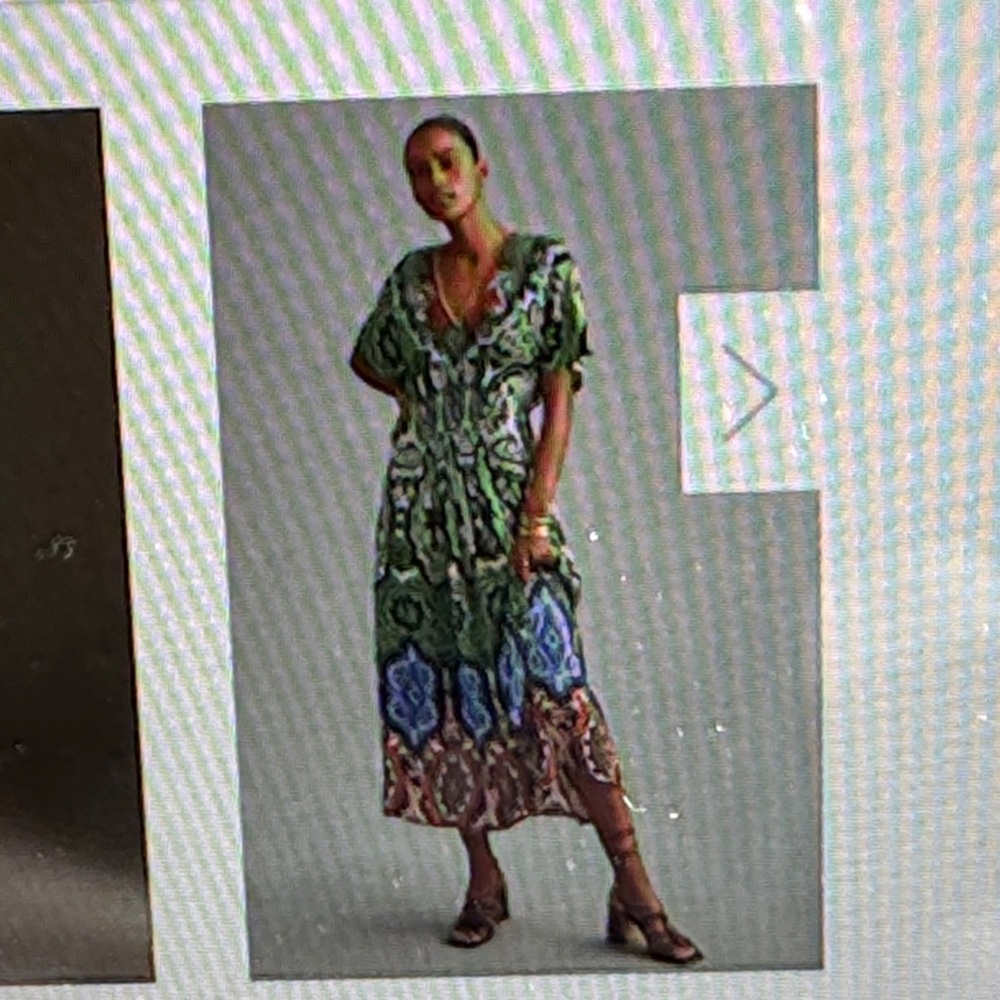 Anthropologie Green and Orange Patterned Maxi Dress - Picture 5 of 6
